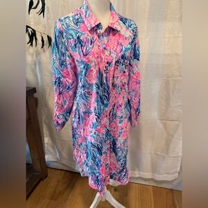 Lilly Pulitzer Pink and Blue Abstract Top